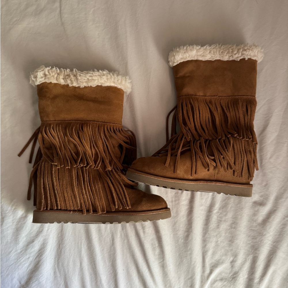 Madden Girl brown fringe boots